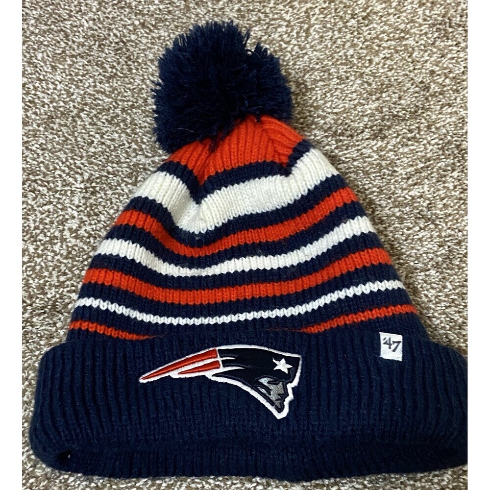 ‘47 New England Patriots Beanie Hat Adult One Size Pom Knit Hat